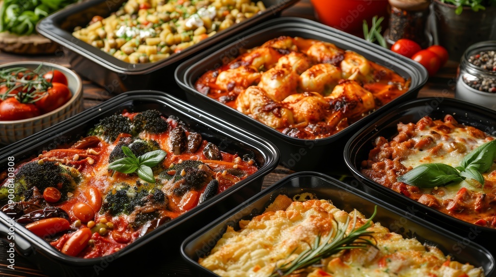 Many dishes in heated containers wallpaper background Many dishes in heated containers wallpaper background