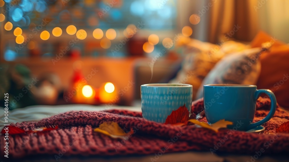 custom made wallpaper toronto digitalHot tea coffee drinks in cozy autumn interior wallpaper background