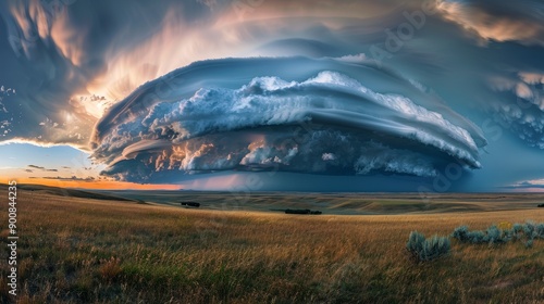 Wallpaper Mural Thunderstorm rain storm above farmland landscape wallpaper background Torontodigital.ca