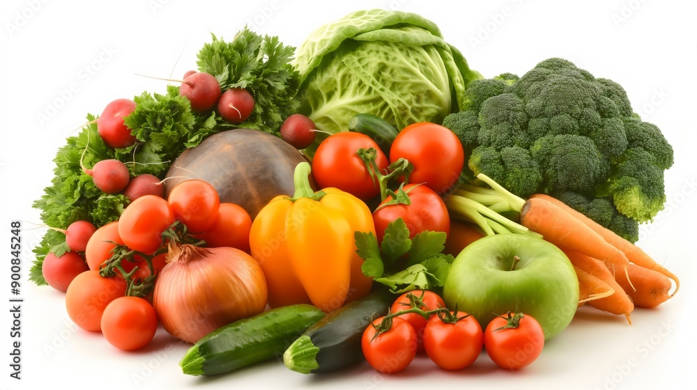 Pile of organic fresh vegetables isolated on a transparent background, healthy vegetarian food, raw vitamin-rich diet for detoxification and health, including broccoli, peppers, onions, cabbage tomato Pile of organic fresh vegetables isolated on a transparent background, healthy vegetarian food, raw vitamin-rich diet for detoxification and health, including broccoli, peppers, onions, cabbage tomato