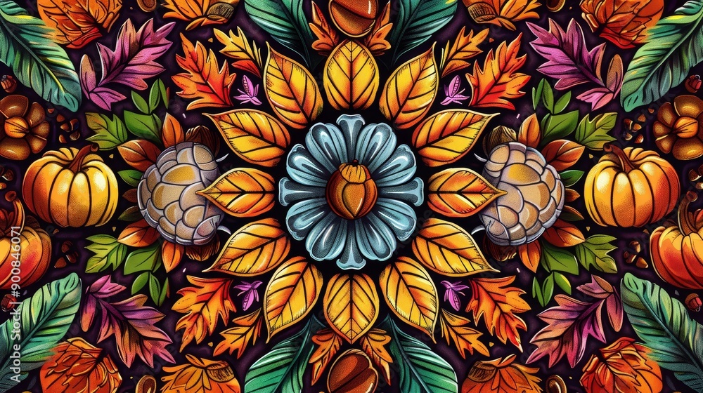 Autumn mandala. Intricate design background Autumn mandala. Intricate design background