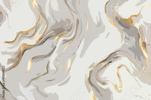 Abstract Marble Background with Golden Accents in Neutral Tones, Fluid Art Pattern, Trendy Textured Design Ideal for Modern and Luxurious Visuals