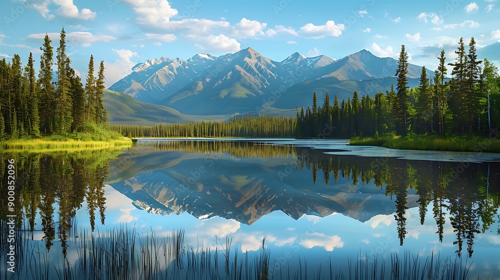 Fototapeta premium mountains, lakes, forests, capturing the beauty and tranquility of nature