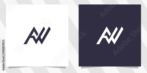 Tableau sur toile letter aw wa logo design vector