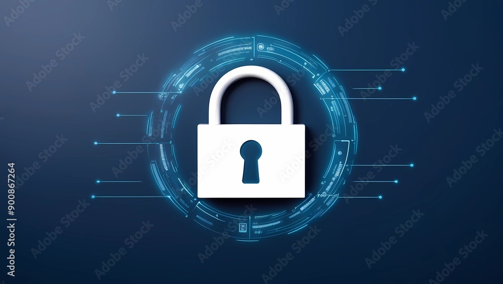 Privacy Protection: Cyber Security Concept in Dark Blue, conceptual representation of cyber security measures. Privacy Protection: Cyber Security Concept in Dark Blue, conceptual representation of cyber security measures.