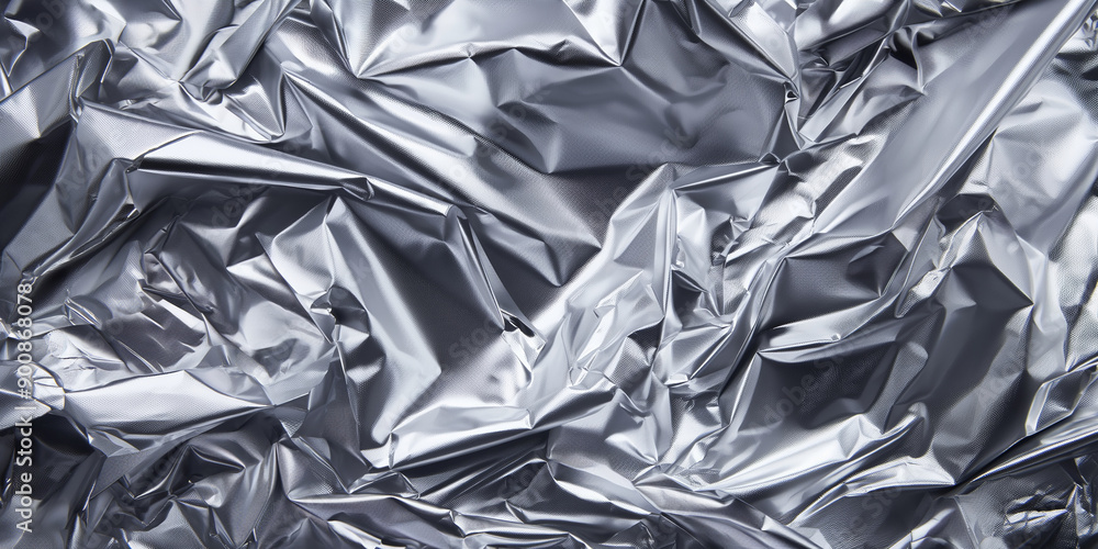 Abstract metallic background with shiny silver crumpled foil texture Abstract metallic background with shiny silver crumpled foil texture
