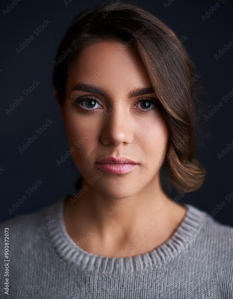 portrait of a woman, serious looking to the camera portrait of a woman, serious looking to the camera