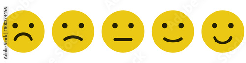 feedback emoji. emoticons set , rating scale of customer satisfaction rating with 5 levels ; good, medium, bad or happy smile, neutral, angry emojis - smiley icon set. vector illustration