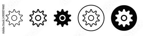 Gear icon set, black gear wheel icons collection. Cogwheel vector icon button