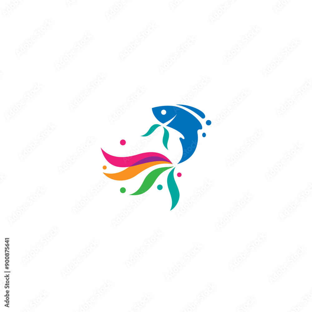 Fototapeta premium fish logo in colorful flat vector design style