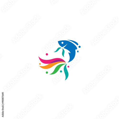 fish logo in colorful flat vector design style