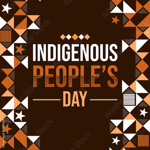 Schilderij op canvas Indigenous Peoples Day wallpaper in brown traditional color with shapes and typo