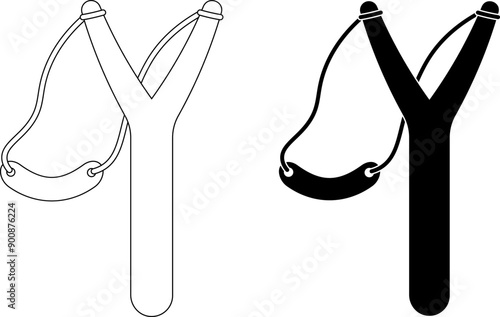 outline silhouette slingshot icon set