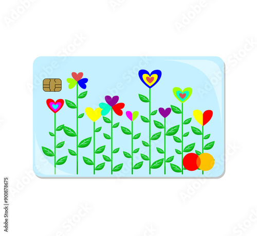 The illustration - credit card in colorful kids style.