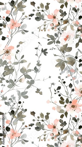 eamless repeating pattern of Soft and gentle botanical small flowers photo