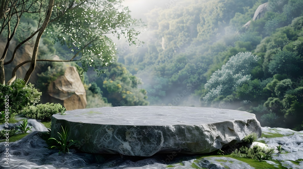 Stone Podium Serenity. Abstract nature-inspired concept Stone Podium Serenity. Abstract nature-inspired concept