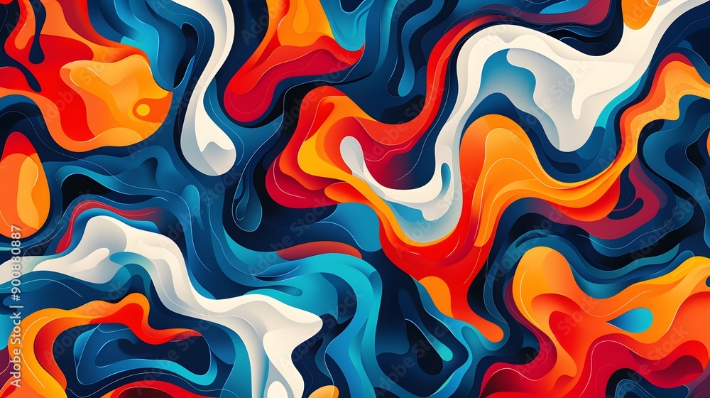 Colorful Abstract Waves Flowing Seamlessly. Abstract pattern with a seamless flow of colorful shapes concept Colorful Abstract Waves Flowing Seamlessly. Abstract pattern with a seamless flow of colorful shapes concept