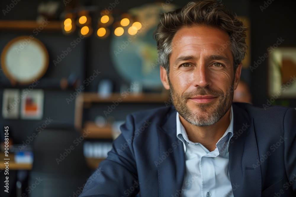 Portrait of a Smiling Man in a Blue Suit and White Shirt Portrait of a Smiling Man in a Blue Suit and White Shirt
