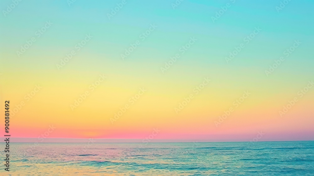 Fototapeta premium vibrant pastel color sunset with pink, yellow, blue, green colors, shot with dslr, beach, creative