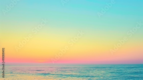 vibrant pastel color sunset with pink, yellow, blue, green colors, shot with dslr, beach, creative