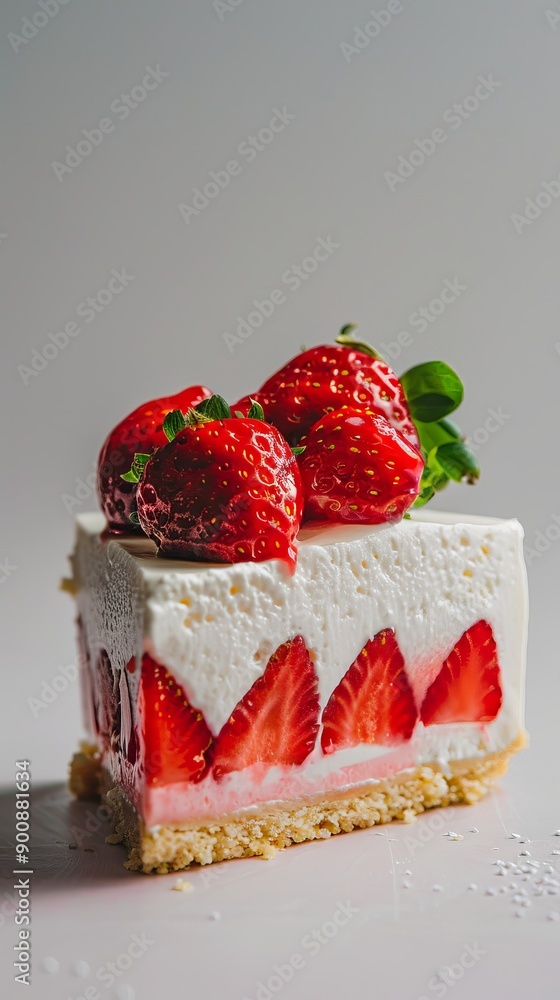 strawberry cheesecake side view, cake strawberry cheesecake side view, cake