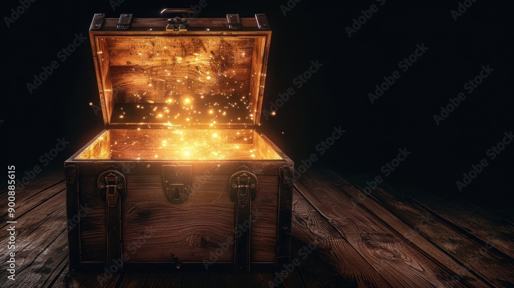 Fototapeta premium Open Treasure Chest with Glowing Light