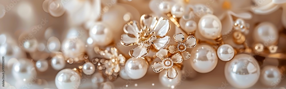 Close up of gold brooch with pearls. Selective focus. Close up of gold brooch with pearls. Selective focus.