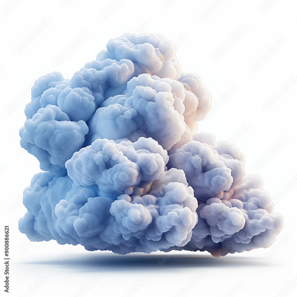 Serene 3D Cloud Icon: Softly Stylized Vector on a White Background Serene 3D Cloud Icon: Softly Stylized Vector on a White Background