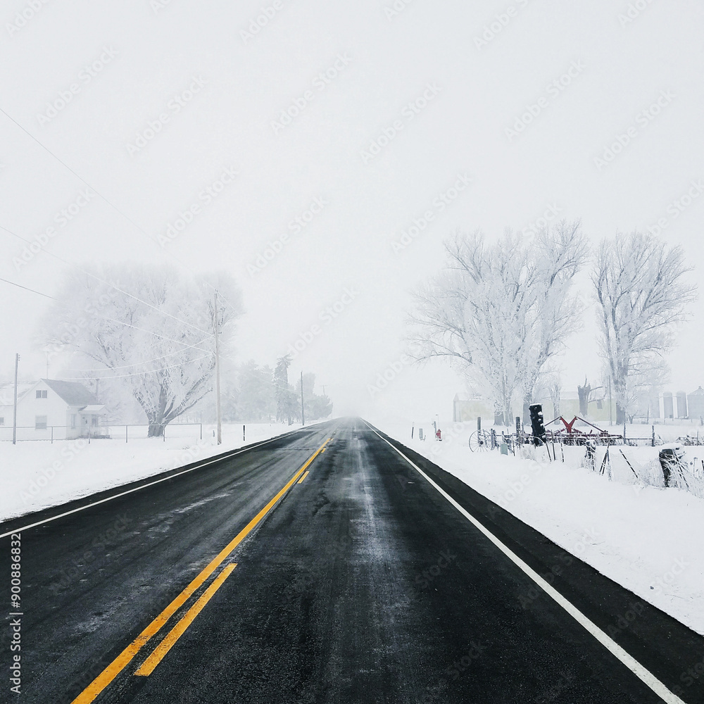 Rural Snow Covered Road Landscape Rural Snow Covered Road Landscape