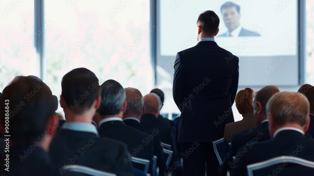 Fototapeta premium Business presentations, conducting sales meetings, photos, auditorium presentations