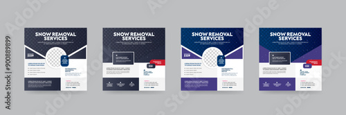 Snow Removal Cleaning Service instagram square social media post banner Template Layout.