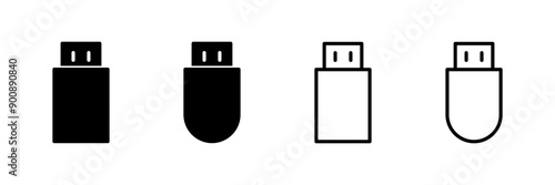 Usb icon vector isolated on white background. Flash disk icon vector