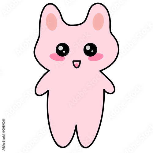 Smile Pink Bunny Cartoon Character 