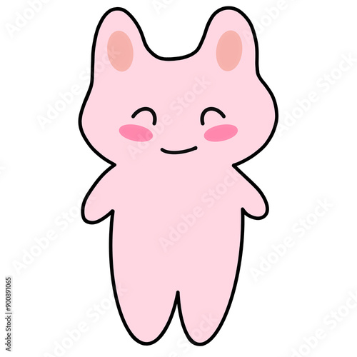 Blush Pink Bunny Cartoon Character 