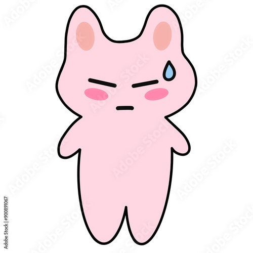 Sweat Pink Bunny Cartoon Character 