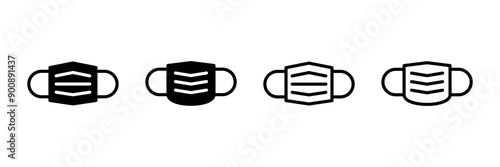 Mask icon vector isolated on white background. Man face with mask icon. Safety breathing masks. Industrial safety N95 mask. Medical mask vector icon.