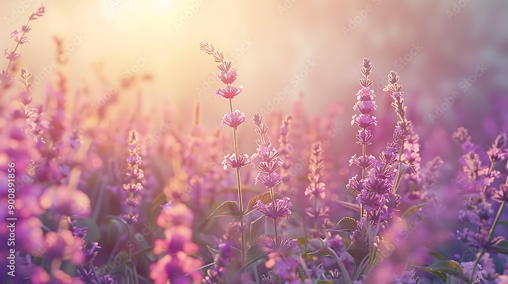 Fototapeta premium Beautiful spring meadow with pink tulips in the sunlight.