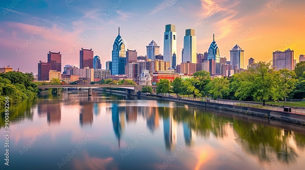 Beautiful philadelphia downtown skyline at sunset Beautiful philadelphia downtown skyline at sunset