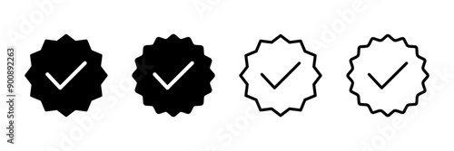 Approved icon vector isolated on white background. Certified Medal Icon vector. check mark