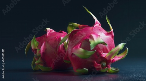 Vibrant Dragon Fruit Close-Up Image. Fresh and detailed tropical fruit concept photo