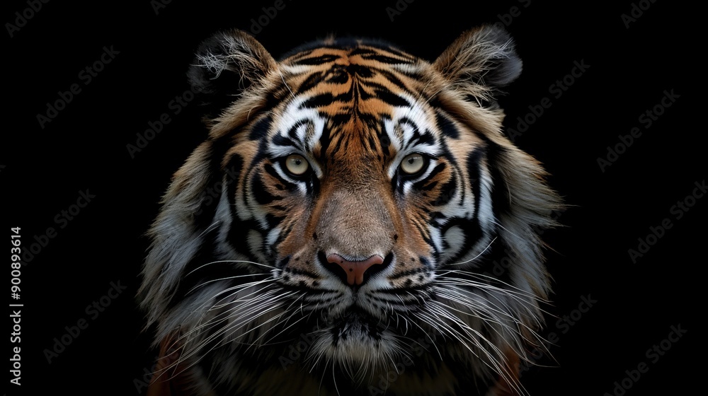 Fototapeta premium Angry tiger, Sumatran tiger animal and his portrait