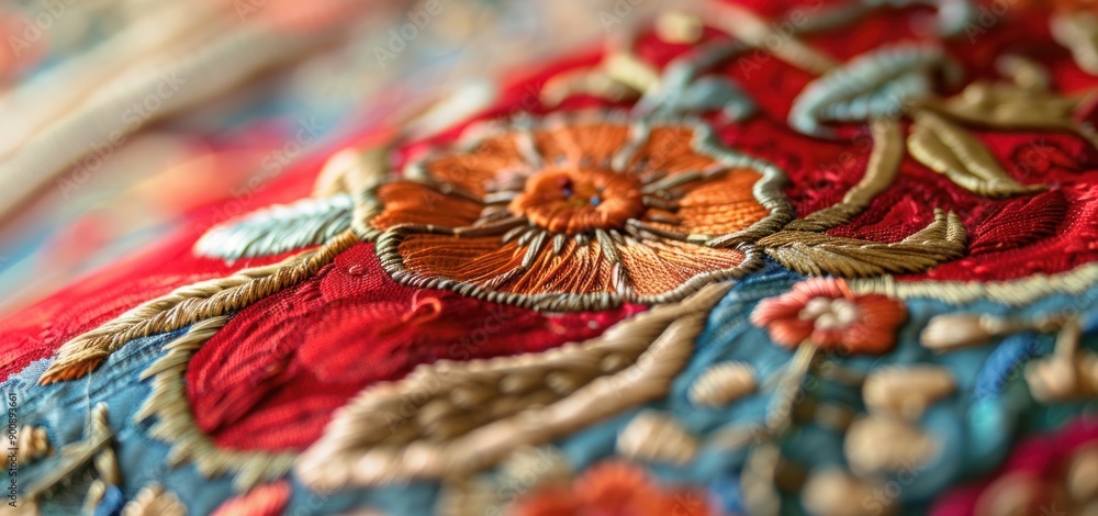 Colorful Persian style embroidered fabric culture Colorful Persian style embroidered fabric culture