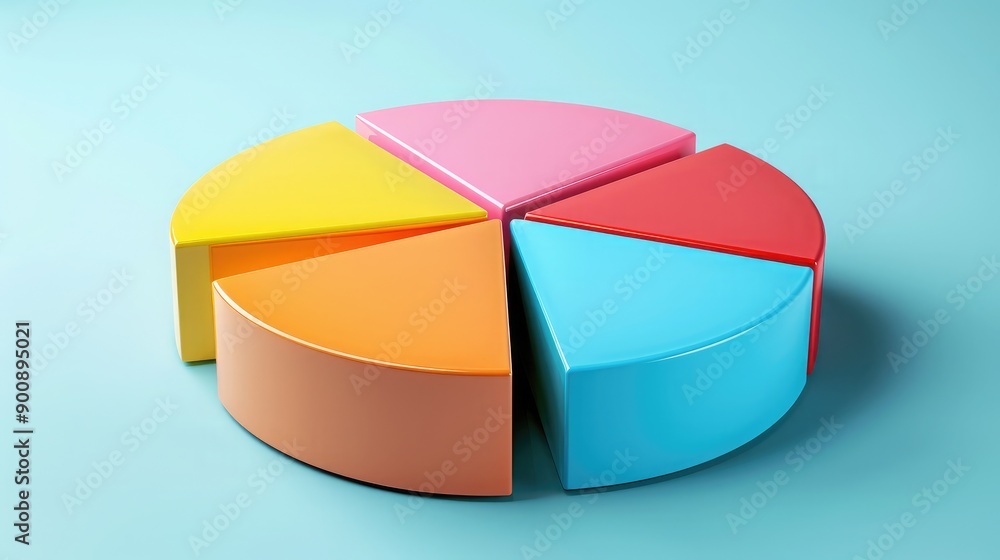 Fototapeta premium A financial pie chart with one segment separated, symbolizing profit allocation and analysis