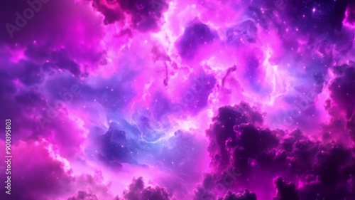 Landscape with purple clouds and beautiful stars, stunning footage