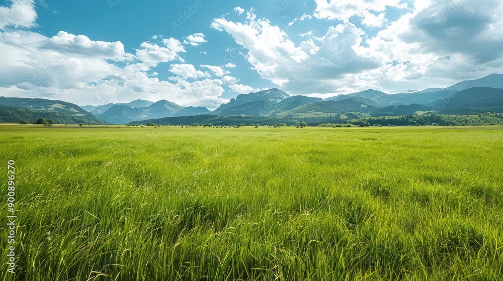A picturesque grass field with mountains in the background, combining natural beauty and open space. A picturesque grass field with mountains in the background, combining natural beauty and open space.