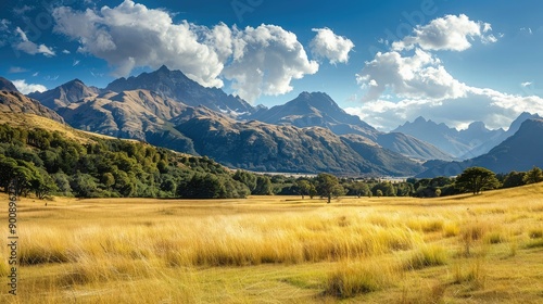 A picturesque grass field with mountains in the background, combining natural beauty and open space.