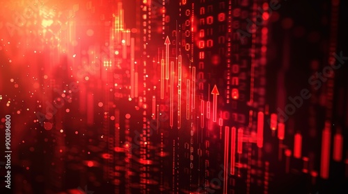 Wallpaper Mural Dynamic Red Digital Patterns Representing Data Analytics and Market Trends in a Virtual Environment. Generative AI Torontodigital.ca