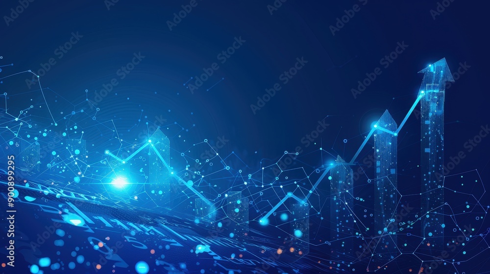 Data Visualization of Rising Financial Trends and Market Analysis in a Digital Landscape. Generative AI Data Visualization of Rising Financial Trends and Market Analysis in a Digital Landscape. Generative AI