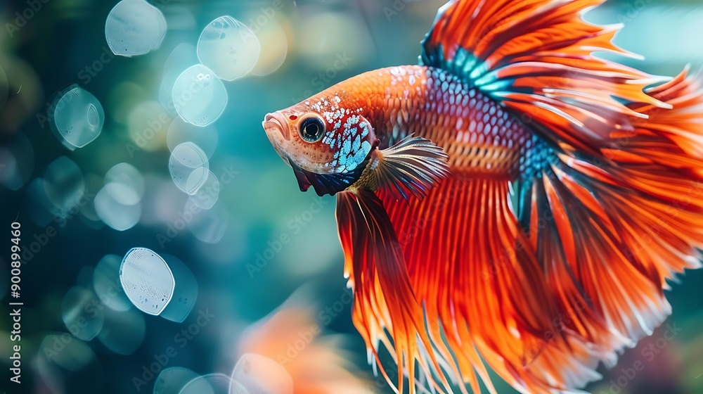 Vibrant Red Betta Fish with Long Flowing Fins Vibrant Red Betta Fish with Long Flowing Fins