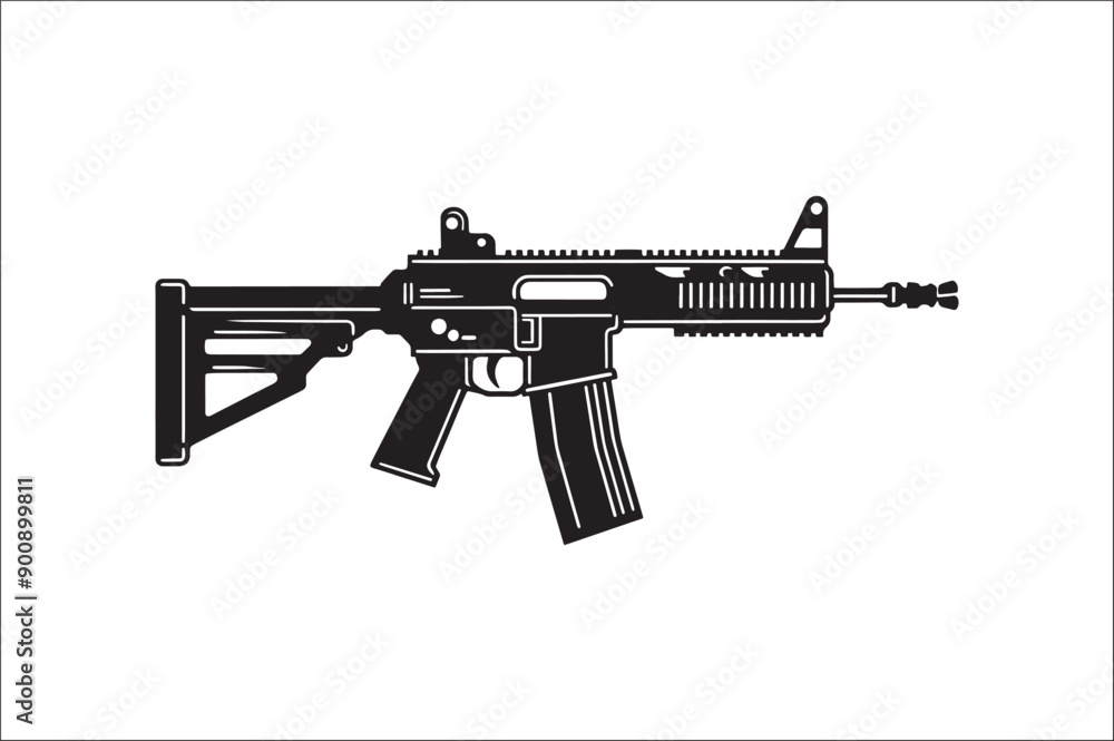 Gun Silhouette Illustration. Black gun vector illustration on white background. gun vector. Gun Silhouette Illustration. Black gun vector illustration on white background. gun vector.